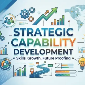 Modern educational image for Strategic Capability Development course with organizational growth and capability visuals