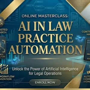 High-quality educational course image for AI in Law Practice Automation with law and AI visuals.
