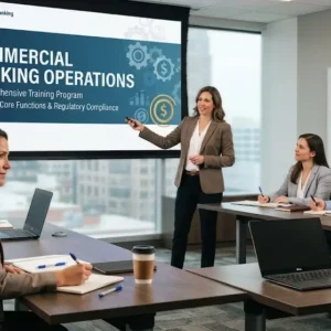 High-quality educational course image featuring Commercial Banking Operations with modern visuals