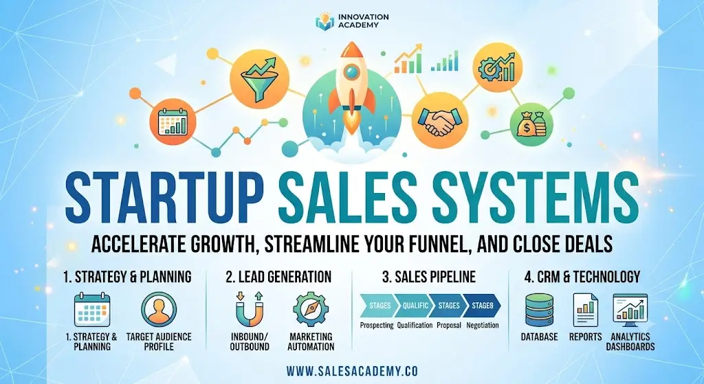 High-quality educational course image featuring Startup Sales Systems with modern visuals