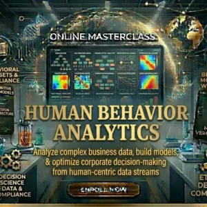High-quality educational course image for Human Behavior Analytics with psychology and data visualization visuals.