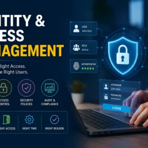 Professional e-learning image showing Identity & Access Management tools and visuals