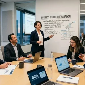 High-quality educational course image featuring Business Opportunity Analysis with modern visuals