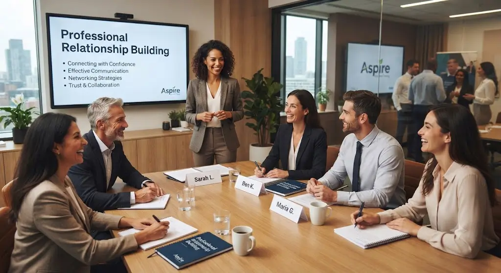 High-quality educational course image featuring Professional Relationship Building with modern visuals