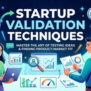 High-quality educational course image featuring Startup Validation Techniques with modern visuals