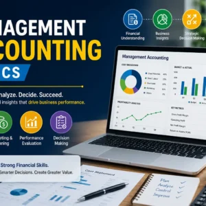 High-quality educational course image showing Management Accounting Basics with accounting and management visuals.