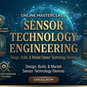 High-quality educational course image for Sensor Technology Engineering with sensor and electronics visuals.