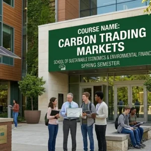 High-quality educational course image for Carbon Trading Markets with sustainability and trading visuals.