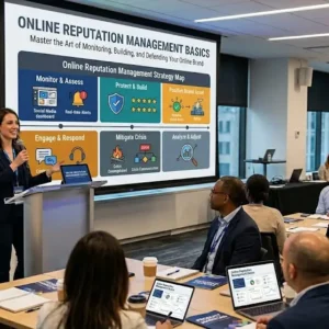 High-quality educational course image for Online Reputation Management Basics with branding and digital reputation visuals.