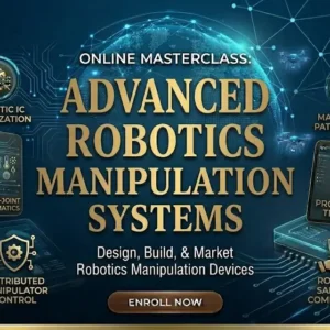 High-quality educational course image for Advanced Robotics Manipulation Systems with robotics and automation visuals.