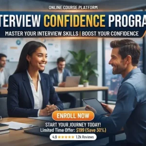 High-quality educational course image featuring Interview Confidence Program with modern visuals