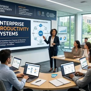 Modern educational image for Enterprise Productivity Systems course with workflow automation and productivity visuals