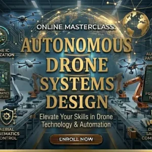 High-quality educational course image for Autonomous Drone Systems Design with drone and AI visuals.