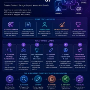 High-quality educational course image for AI-Powered Content Strategy with digital marketing and AI visuals.