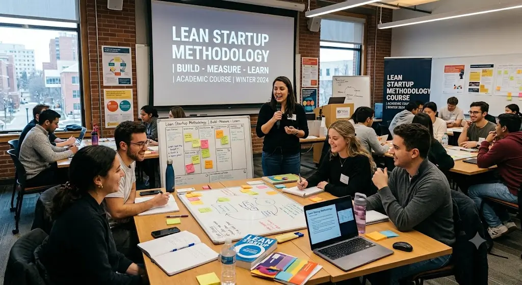 High-quality educational course image featuring Lean Startup Methodology with modern visuals