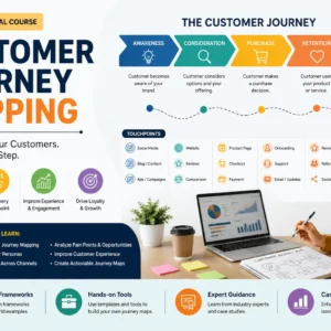 Customer journey mapping process with key customer experience stages.