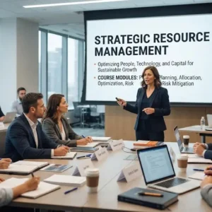 High-quality educational course image featuring Strategic Resource Management with modern visuals