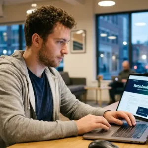 Modern educational image for Nuxt.js Development course with server-side rendering and Vue.js framework visuals