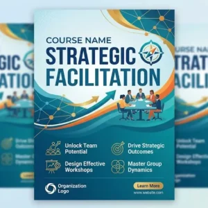 Modern educational image for Strategic Facilitation course with collaboration and facilitation visuals