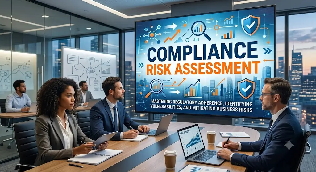 High-quality educational course image featuring Compliance Risk Assessment with modern visuals