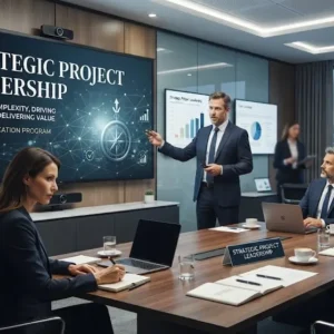 High-quality educational course image featuring Strategic Project Leadership with modern visuals