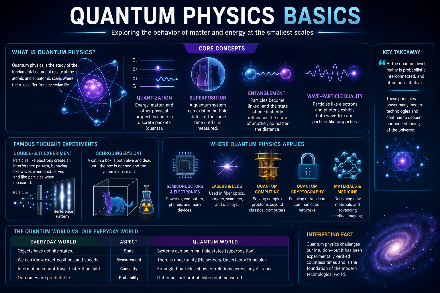 Quantum Physics Basics Course covering quantum mechanics and modern physics concepts