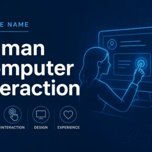 Modern educational image for Human Computer Interaction course with usability and interface design visuals