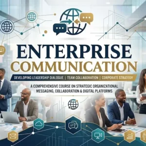 Modern educational image for Enterprise Communication course with organizational messaging and collaboration visuals