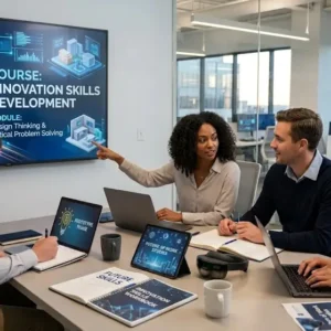 Modern educational image for Innovation Skills Development course with creativity and problem-solving visuals
