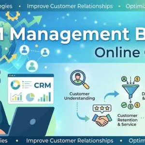 High-quality educational course image for CRM Management Basics with customer relationship and business management visuals.