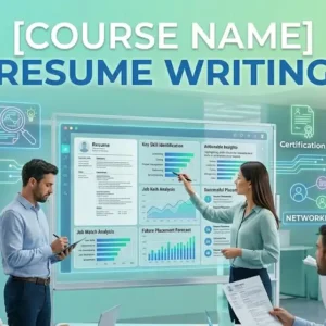 Professional e-learning image showing Resume Writing skills and tools