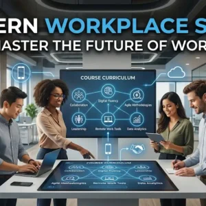 Modern educational image for Modern Workplace Skills course with adaptability and collaboration visuals