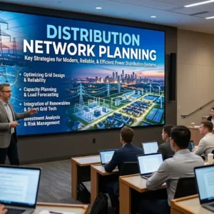 High-quality educational course image featuring Distribution Network Planning with modern visuals