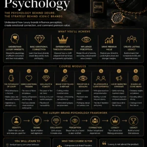 High-quality educational course image for Luxury Brand Psychology with luxury and consumer behavior visuals.