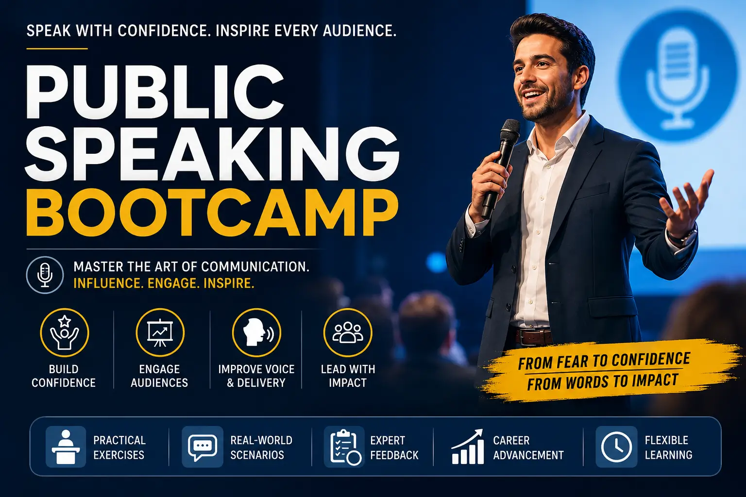 Public Speaking Bootcamp training course for confidence and communication skills