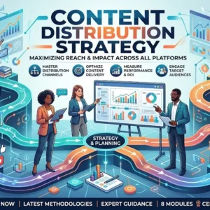High-quality educational course image featuring Content Distribution Strategy with modern visuals