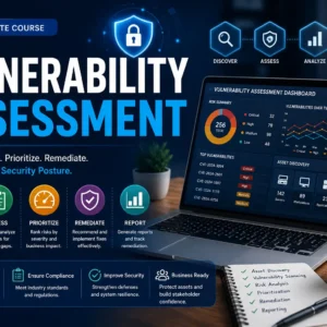 Vulnerability Assessment course teaching risk analysis, scanning, and remediation skills.