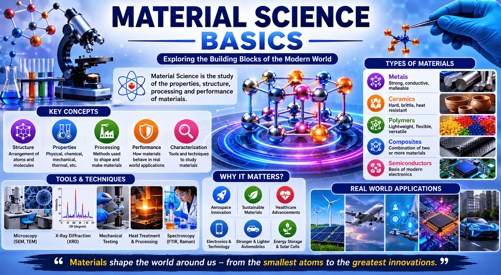 Material Science Basics Course covering engineering materials properties and testing methods