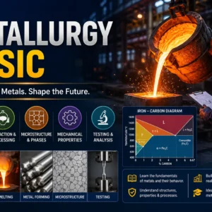 Professional e-learning image showing Metallurgy Basic tools and visuals
