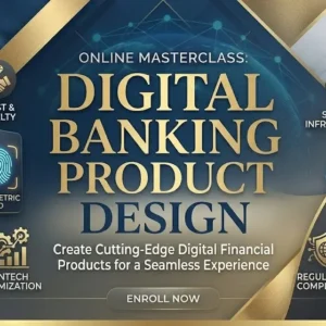 High-quality educational course image for Digital Banking Product Design with fintech and UX visuals.
