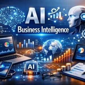 Professional course image for AI Business Intelligence with futuristic data visuals
