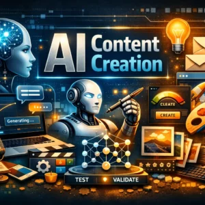 Educational banner for AI Content Creation course with creative and technology visuals