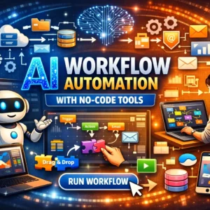 Professional AI Workflow Automation with No-Code Tools course image featuring automation and AI visuals