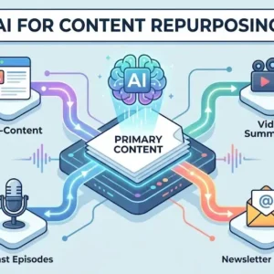 Professional course image for AI for Content Repurposing with digital visuals