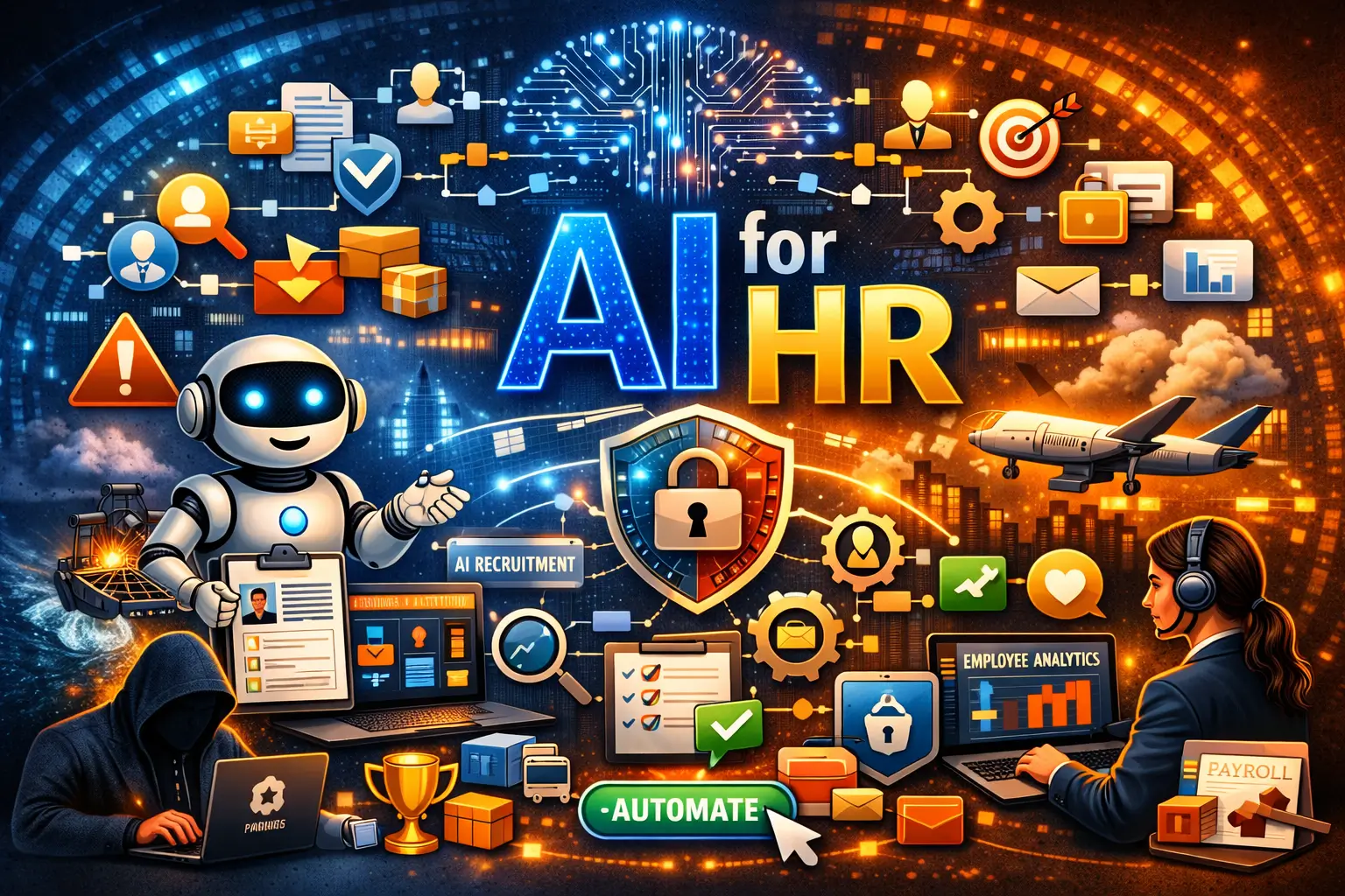 Professional AI for HR course image with human resources and artificial intelligence visuals
