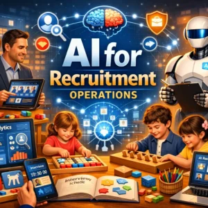 Professional AI for Recruitment Operations course image with HR automation and candidate analytics visuals