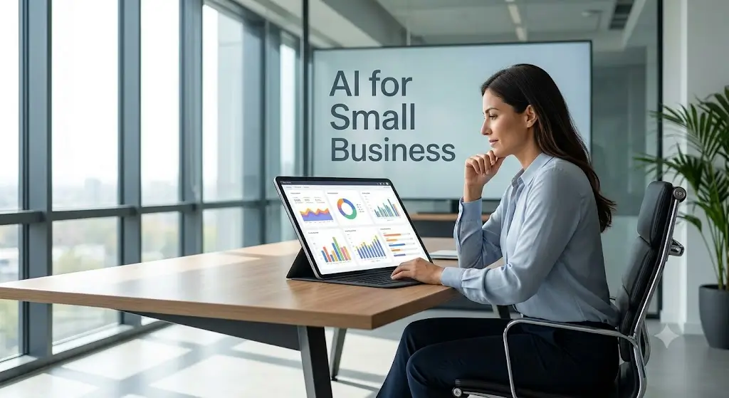 Professional course image for AI for Small Businesses with modern visuals