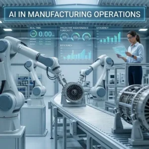 Professional course image for AI in Manufacturing Operations with factory visuals