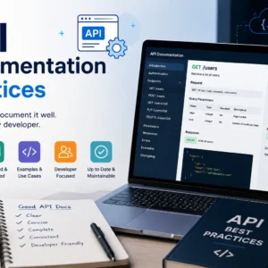 Professional course image for API Documentation Practices with developer visuals