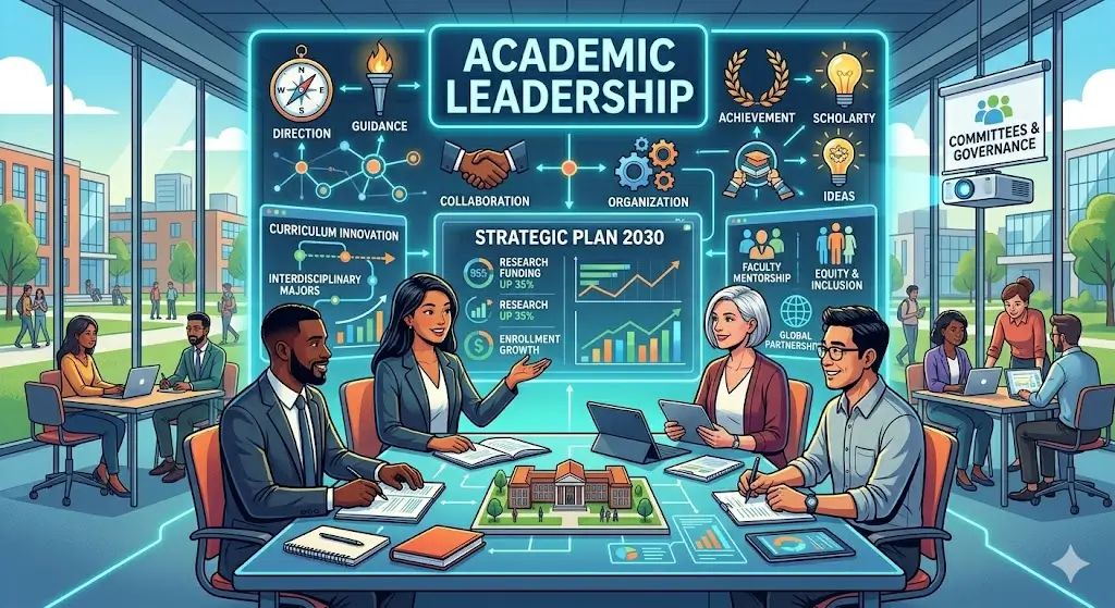 Educational course image for Academic Leadership with leadership and guidance visuals